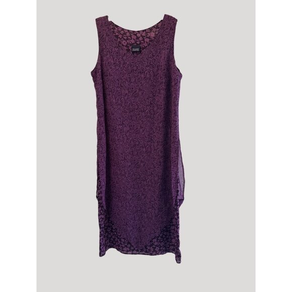 Hillard & Hanson Purple Sleeveless Layered Polyester Pull On Dress M SKU C3025 - Picture 3 of 7